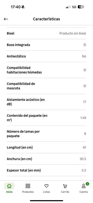 5 cajas de Suelo vinílico Artens Clic Comorat