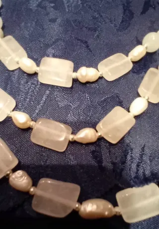 Collana girocollo 3 fili perle e inserti argentati