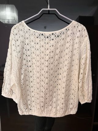 Blusa Oysho blanca encaje talla S