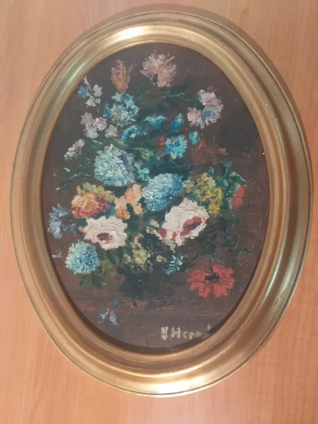 2 Cuadros florales al óleo, originales