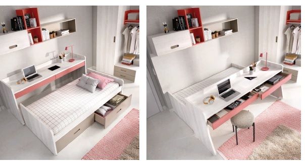 Cama nido Rimobel con escritorio y cajones