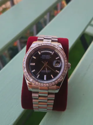 Seiko President Negro y Plateado