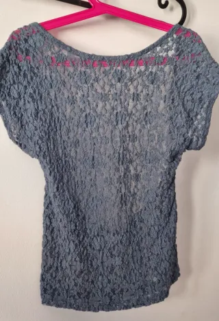 Camiseta de encaje gris mujer talla única