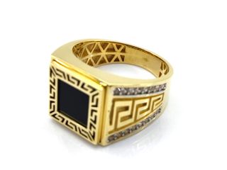 sello oro 18k con piedra con circonita