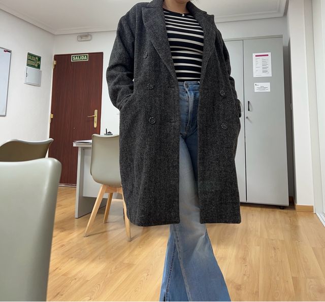 Abrigo paño gris Pull&Bear Talla M