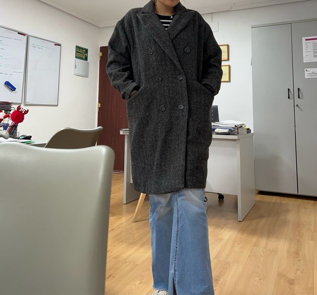 Abrigo paño gris Pull&Bear Talla M