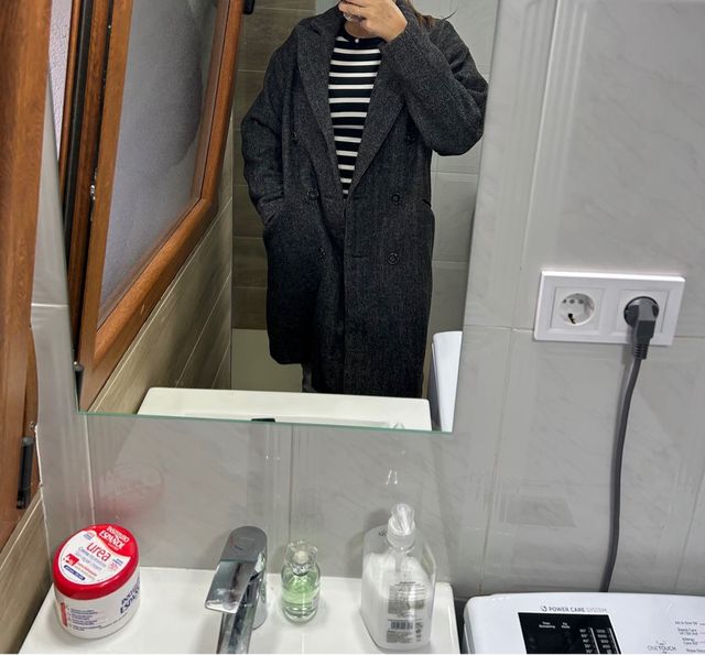 Abrigo paño gris Pull&Bear Talla M