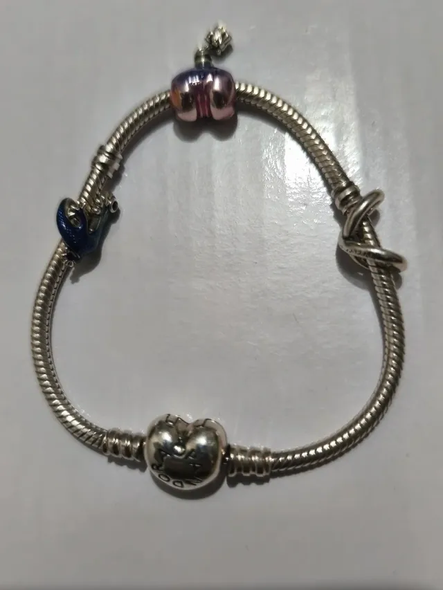 Pulseira Pandora Coração e Balão Rosa