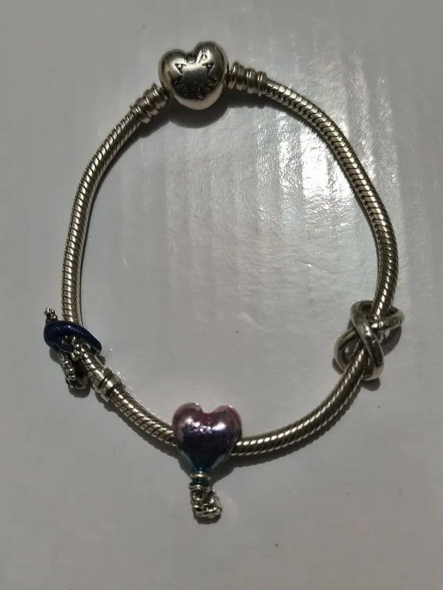 Pulseira Pandora Coração e Balão Rosa