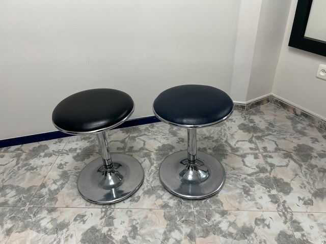 2 Taburetes Giratorios Negro y Azul