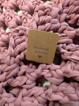 Alfombra ganchillo redonda color rosa palo