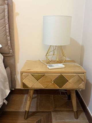 Comò e 2 comodini in legno e metallo