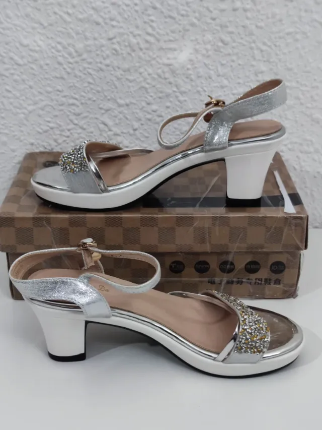 Cretuao Sandalias de tacón cuadrado