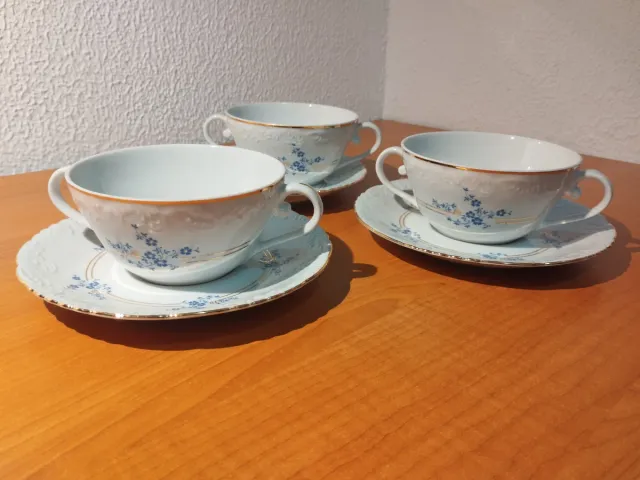 Juego de porcelana para caldo, gazpacho, etc.