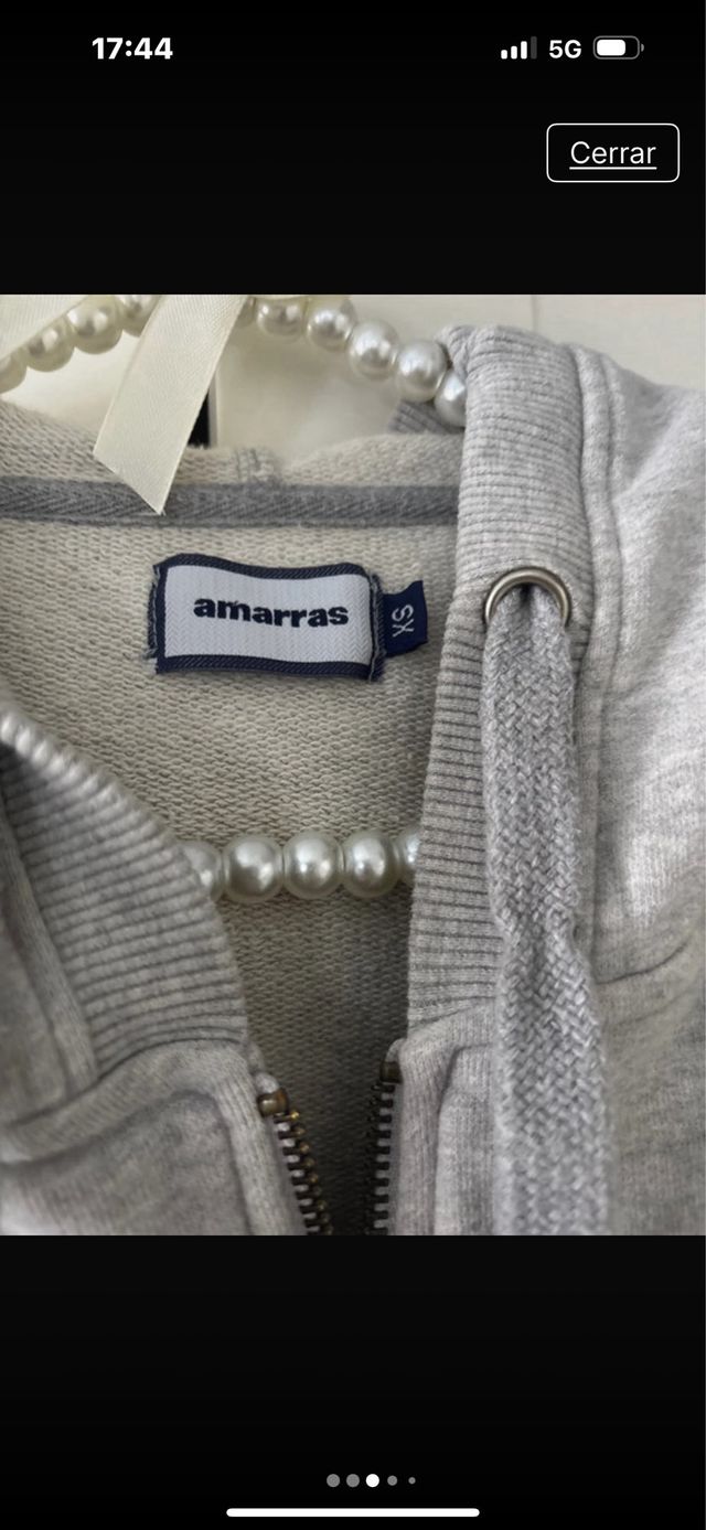 Sudadera Amarras Gris con Logo Rosa