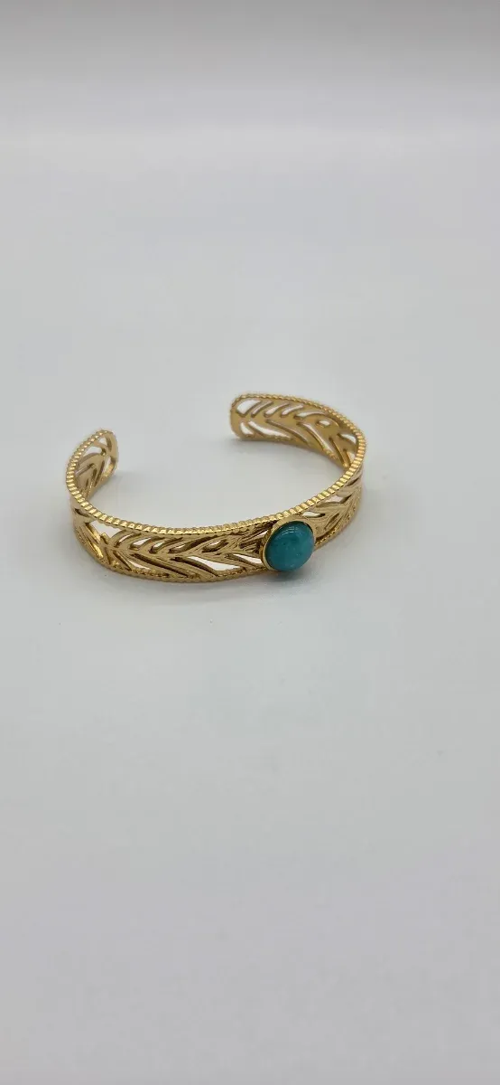 Pulsera Acero Quirúrgico con Turquesa