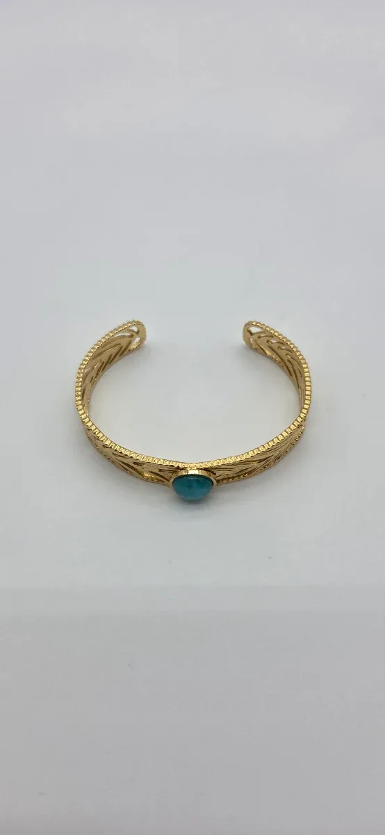 Pulsera Acero Quirúrgico con Turquesa