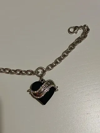 Braccialetto Guess cuore nero e argento