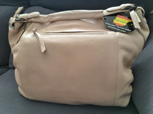 Bolso de piel beige