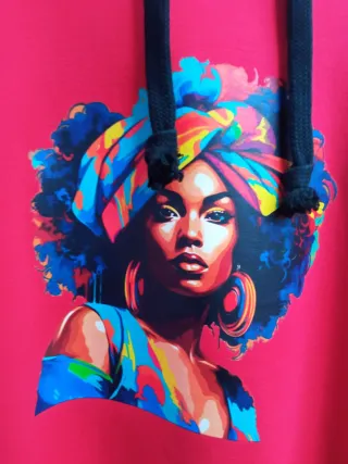 Vestido rojo amplio con estampado