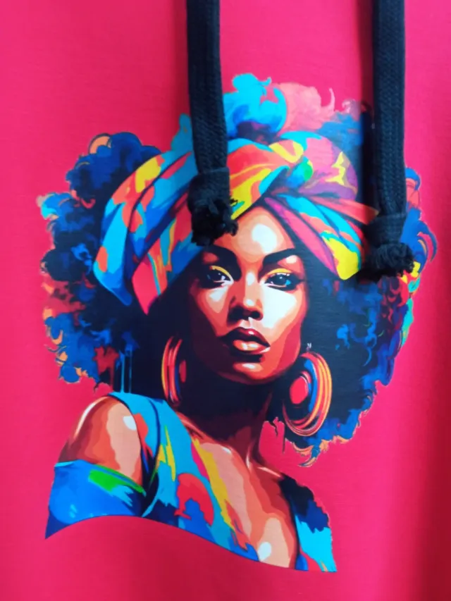 Vestido rojo amplio con estampado