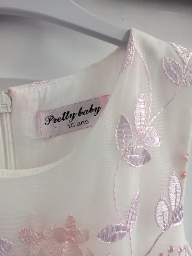 Vestido niña encaje flores rosa