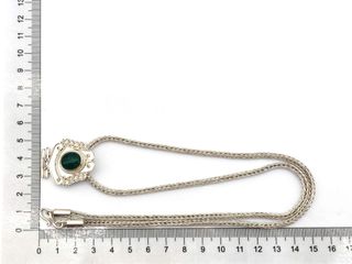 cadena plata 925mm con piedra con esmeralda 29cm