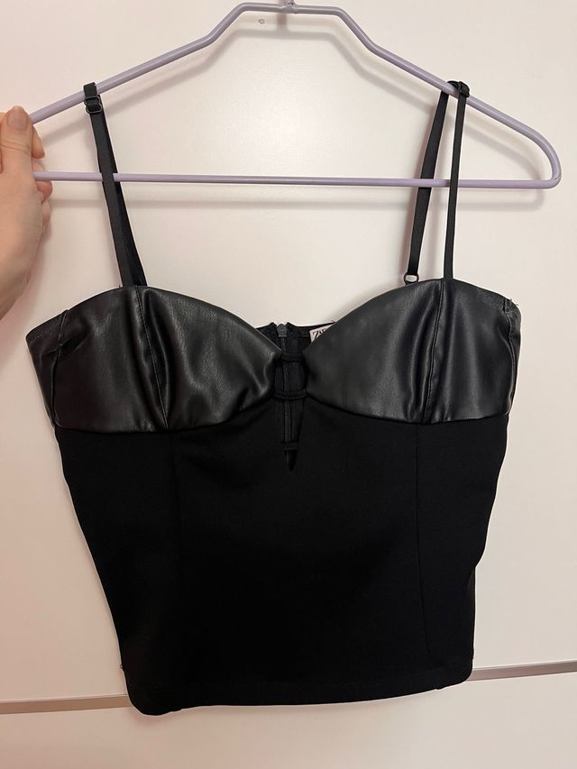 Top Corsé Negro Efecto Piel