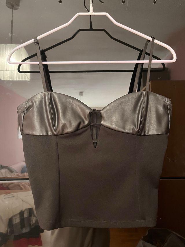 Top Corsé Negro Efecto Piel