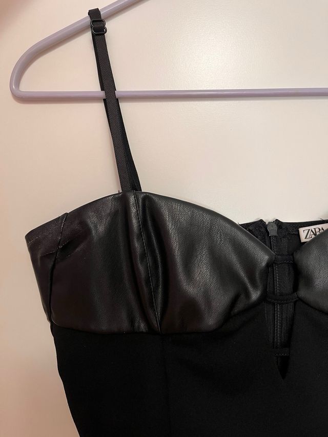 Top Corsé Negro Efecto Piel