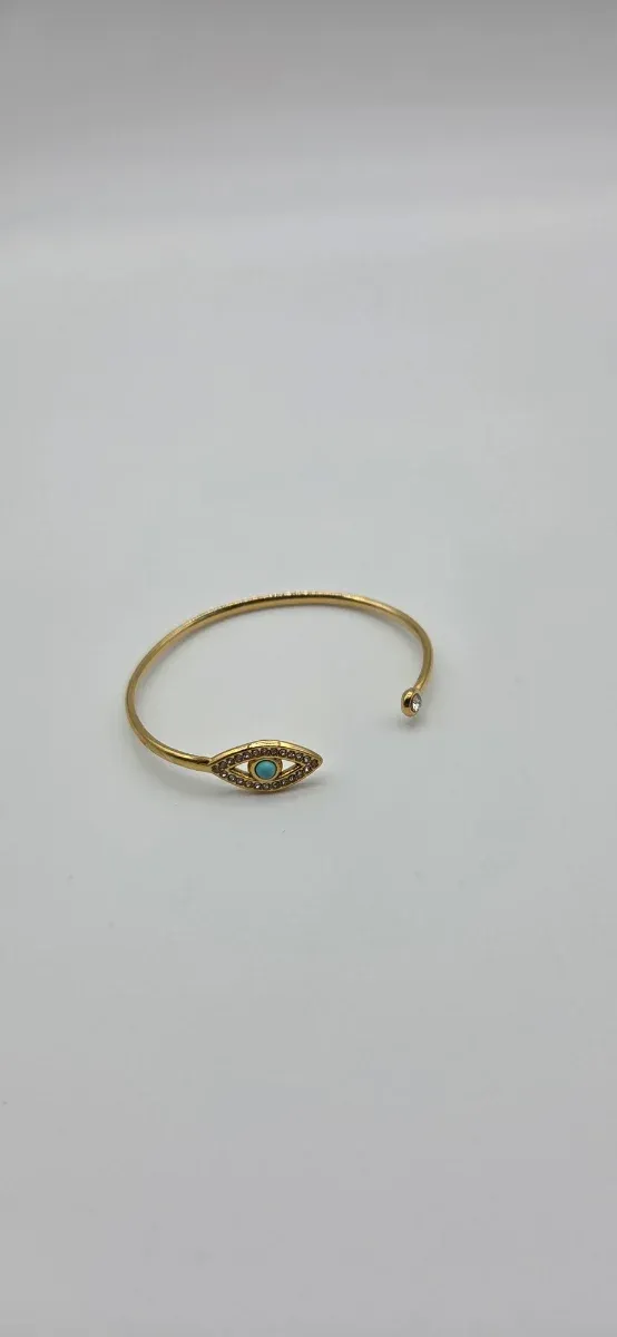 Pulsera Ojo Turquesa Acero Quirúrgico Dorado