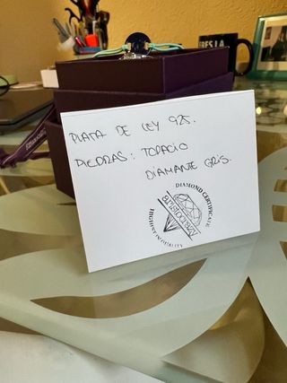 Anillo Plata Ley 925 Topacio y Diamante