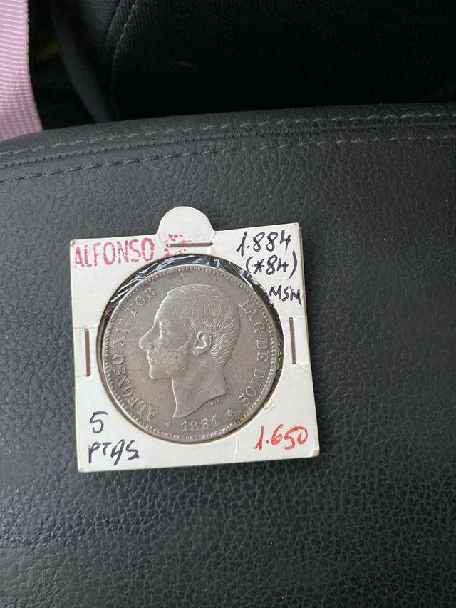 Moneda 5 Pesetas Alfonso XII 1884