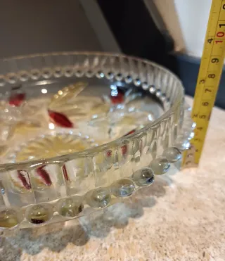 Ciotola da portata vintage in vetro dipinto a mano