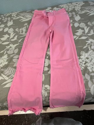 Pantalones vaqueros anchos rosas