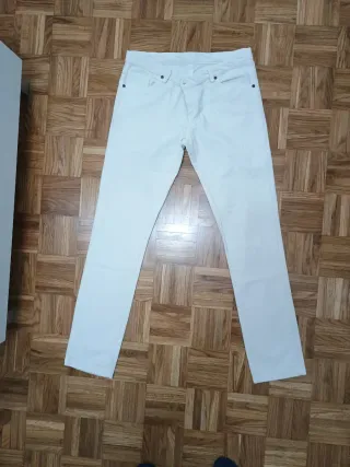 Pantalón pana blanco talla S
