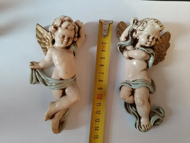 Figuras Querubines Policromados Cerámica