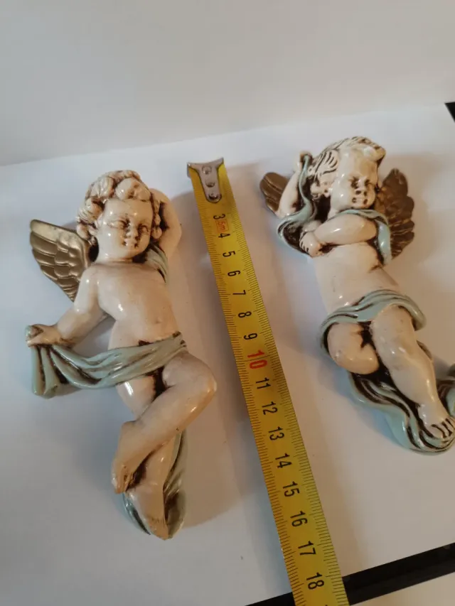 Figuras Querubines Policromados Cerámica