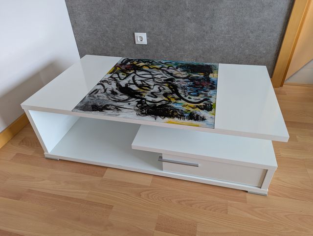 Mesa centro blanca cristal decorativo