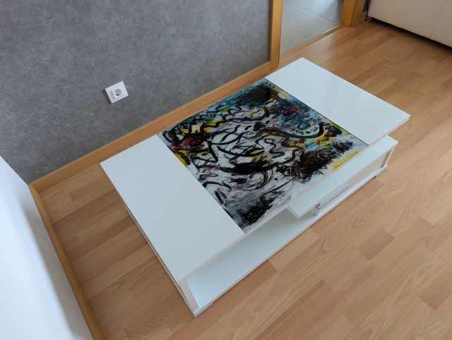 Mesa centro blanca cristal decorativo