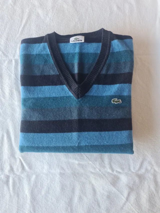 Jersey Lacoste Rayas Azul Marino y Celeste