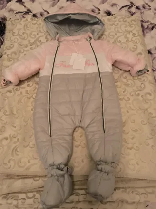 Tuta invernale bambina rosa e grigia