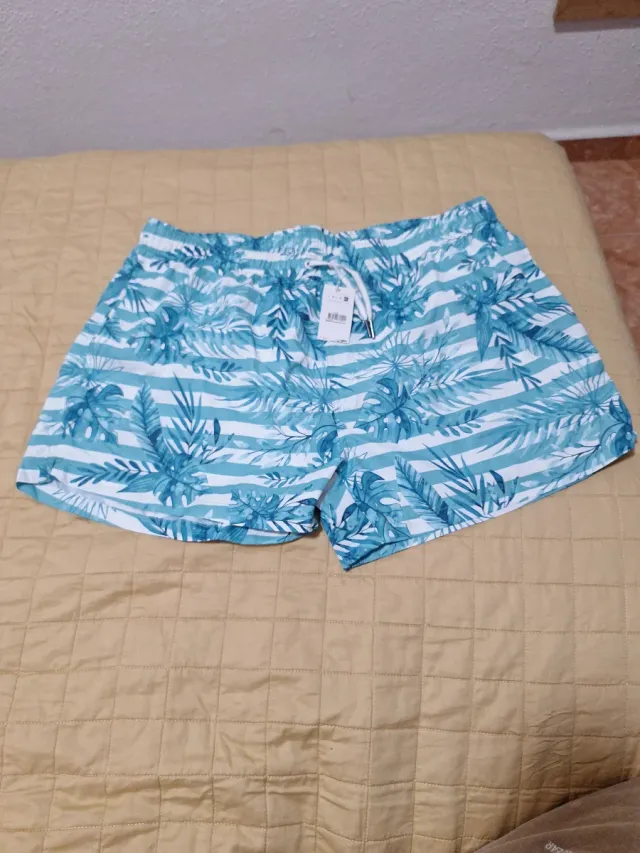 Bañador hombre azul estampado hojas XXL