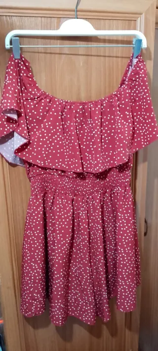 Mono corto volantes lunares rojo y blanco