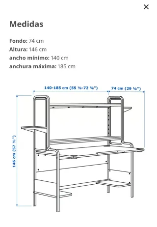 Escritorio Gaming IKEA FREDDE Negro