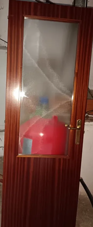 Puerta madera maciza con cristal medidas 75cm x2mt