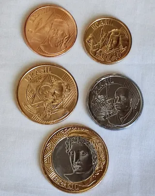 Brasil Set 5 monedas 5 10 25 50 Cent 1 Real Sc