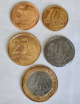 Brasil Set 5 monedas 5 10 25 50 Cent 1 Real Sc