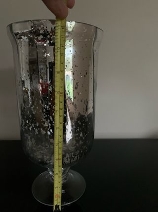 Jarrón de cristal tipo copa plateado