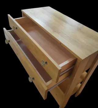 Mueble auxiliar madera maciza 2 cajones